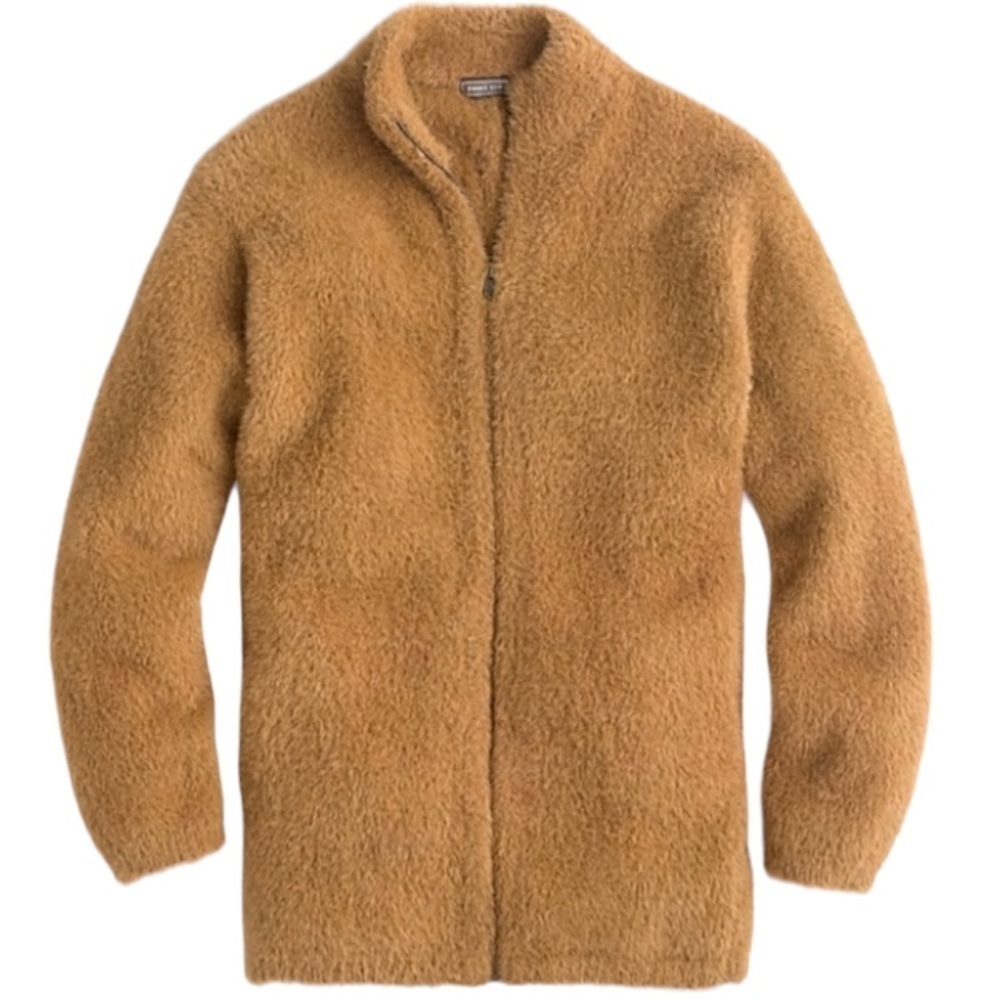 J. Crew Point Sur Women's Tan Oversized Fuzzy Zip-Up Cardigan Jacket Sz Small